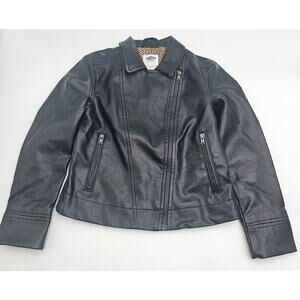Old Navy Girl's Size 6/7 Black Faux Leather Moto Jacket
